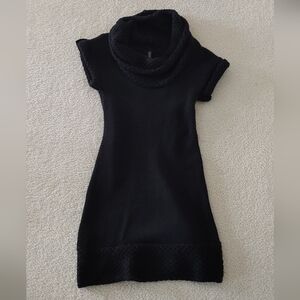 massini black knit cowl neck dress